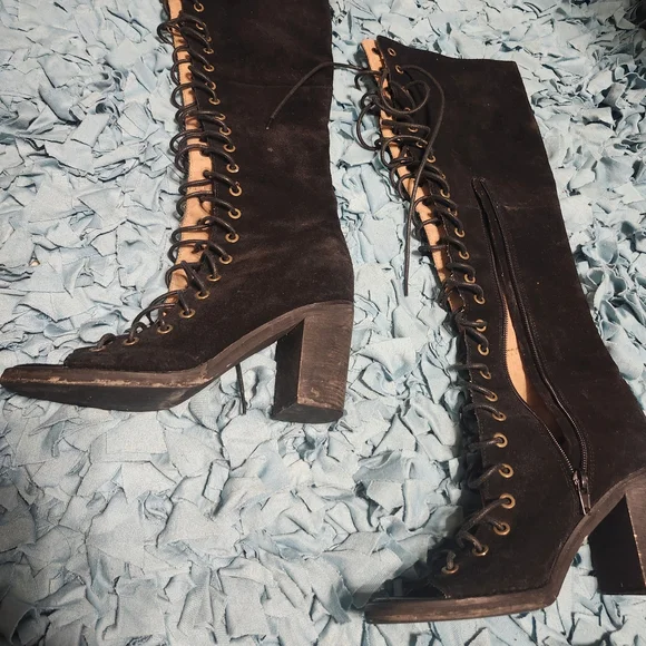 Jeffrey Campbell Black Lace-Up Boots - Picture 2 of 11